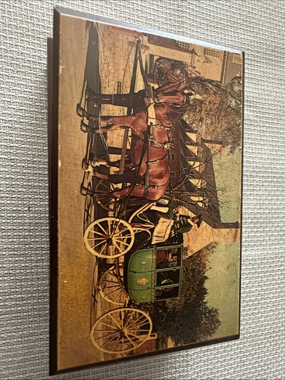 Vintage souvenir wooden box, Randolph Coach in Colonial Williamsburg, VA